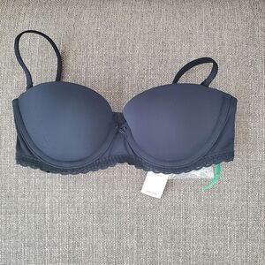 AERIE Strapless Push Up Bra Black Size 30B Removable Straps Clear NWT